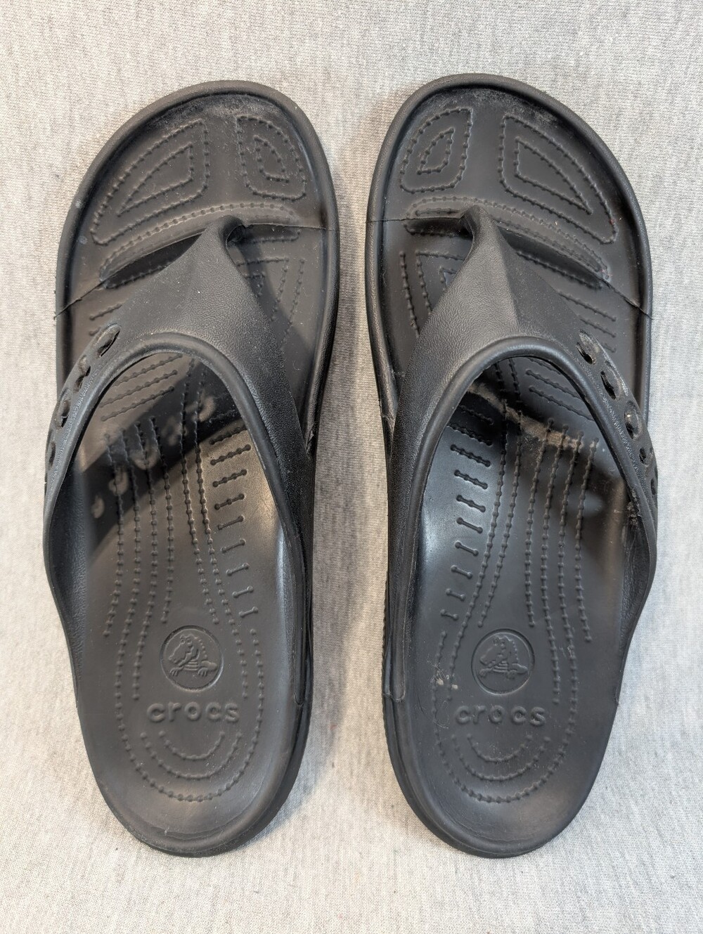 Crocs Baya II Flip Flops Unisex Men 10 Women's 12 Black Thong Style